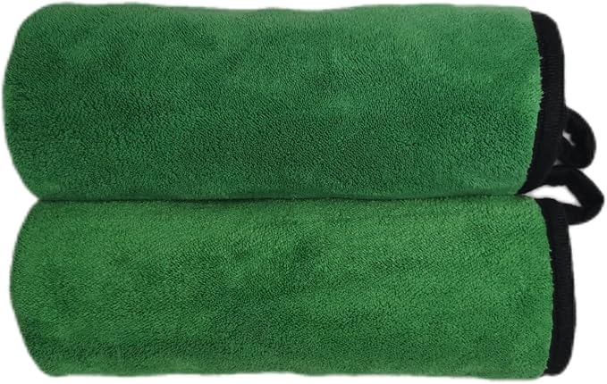 Ultrasoft, Large, Thick and Quick Drying Car Microfiber Cleaning Towel 800GSM Polishing Waxing Auto Detailing Towel Cloth (6pack,16 x 16inches) (Grey- Green)