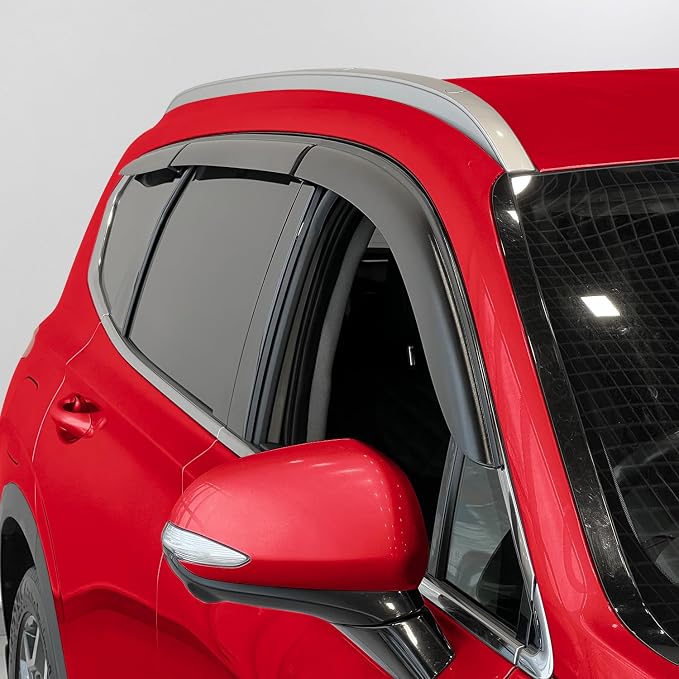Voron Glass Tape-on Extra Durable Rain Guards for Hyundai Santa Fe 2019-2023, Window Deflectors, Vent Window Visors, 6 Pieces - 100834