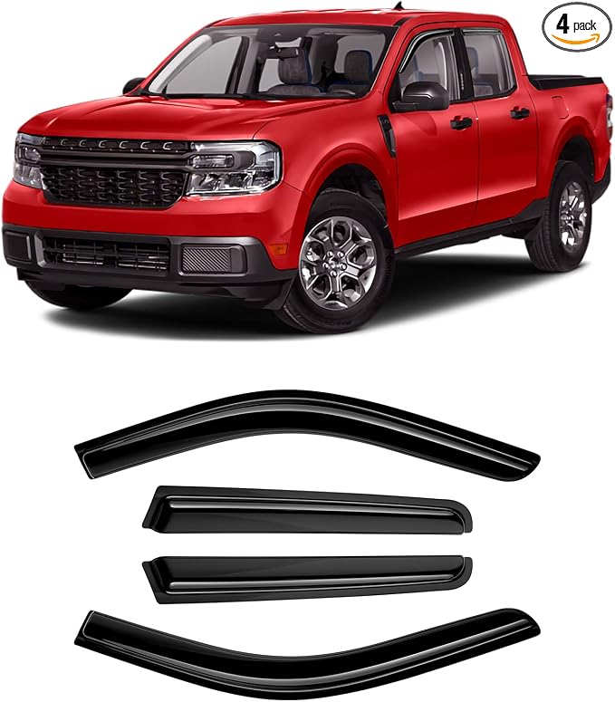 Maverick Rain Guards - Window Visors for Ford Maverick 2022-2025 2026, Outside-Mount Tape-On Side Window Wind Deflectors for Maverick Accessories Vent Visors Shades Rainproof 4PCS
