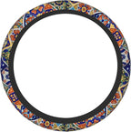Mexican Talavera Tiles Style Steering Wheel Cover Auto Steering Wheel Protector Anti-Slip Breathable and Sweat Absorption Universal Car Accessories15 Inch Fit Auto Sedan Vans Trucks SUV