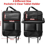 Car Backseat Organizer with Tablet Holder, 6 Storage Pockets Seat Back Protector with Foldable Tray, Kick Mats Back Seat Cover for Kids Toddlers, Travel Accessories, 1 Pc