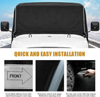 600D Cab Cover Windproof Sunshade Cover Compatible with Jeep Wrangler CJ5 1976-1986 2 Door, 6-Layer Protection Frost Wiper & Mirror Covers Protect from Sunshine, UV, Snow, Rain