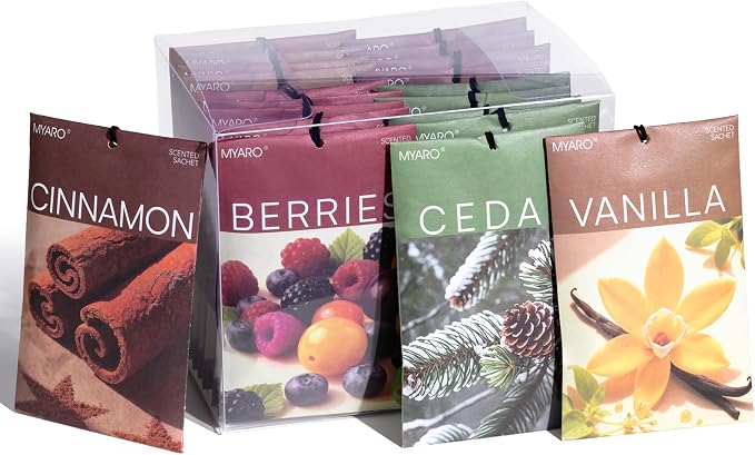 20 Packs Cedar Cinnamon Vanilla Berries Potpourri Bag Scent Sachet for Closet Drawer Room Car Home Air Freshener Shoe Odor Elimination