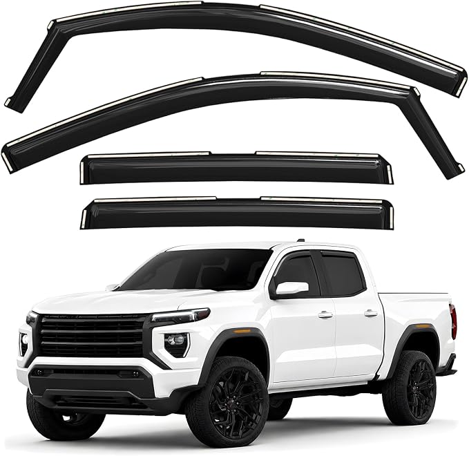 Window Deflectors Smoke Tinted in-Channel Side Window Vent Visor Deflectors Rain Guards Compatible with GMC Canyon 2023-2026 Crew Cab - 4 pcs. GW1017