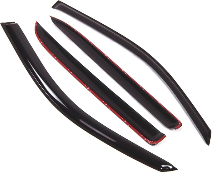 Outside Mount Window Vent Visors Rain Guards Compatible with GMC Envoy XL 2002-2009 | Side Window Wind Deflectors Rain Shields | Black Tinted, 4 Pcs Set, BGWV-054-2