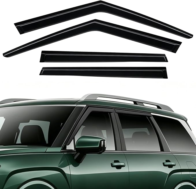 Rain Guards Compatible with Hyundai Palisade 2026, Tape-on Durable Side Window Sun Wind Deflectors, 2026 Palisade Rain Guard Black 4 PCS