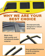 in-Channel Window Rain Guards Fit for Jeep Wrangler JK 2007-2018 Rain Guards Extra Durable Window Deflectors Visors Vent Visors Shades Car Accessories -4 pcs
