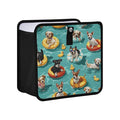 Car Trash Can Organizer Bin with Adjustable Strap for Back Front Seat Console Waterproof Leakproof Collapsible Portable 11 Inch Teal Swimming Pool Dogs and Ducks