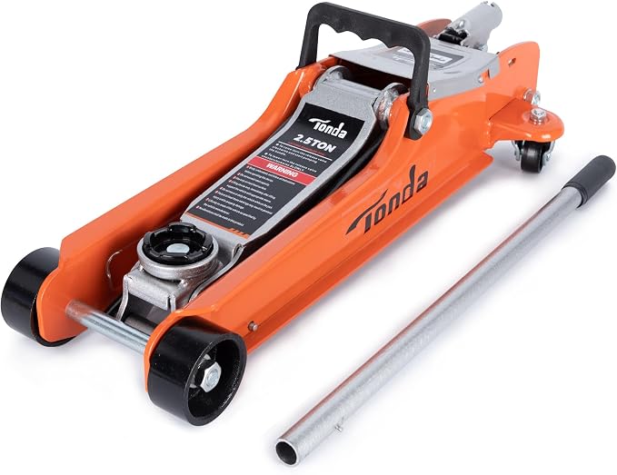Low Profile Car Jack, 2.5 Ton (5,000 lb) Hydraulic Trolley Floor Jack for Garage, Home, Shop, Lifting Range 3.35" to 14.57", Orange