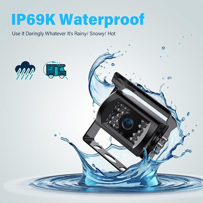 1080P Wired Backup Camera System Kit,9" HD DVR Monitor with IP69 Waterproof Reverse/Side View Camera for RV Truck/Semi Box Truck/Trailer A9