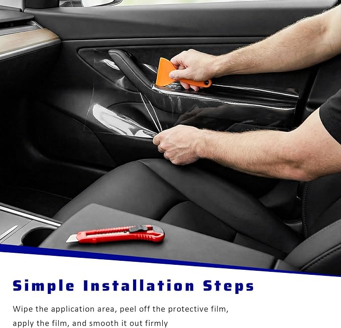 Car Door Protector, 7.87In x 10ft Clear Auto Door Sill Protective Film Tape with Scraper & Knife, Universal Transparent Doors Entry Protector Edge Guards for Most Vehicles