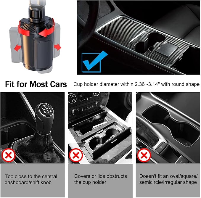 7.9-9.8in Expandable Car Cup Tray, 360 Rotating w/Phone Holder for RV Truck | Road Trip Essentials / Travel Must-Have / Snacks Food Tray