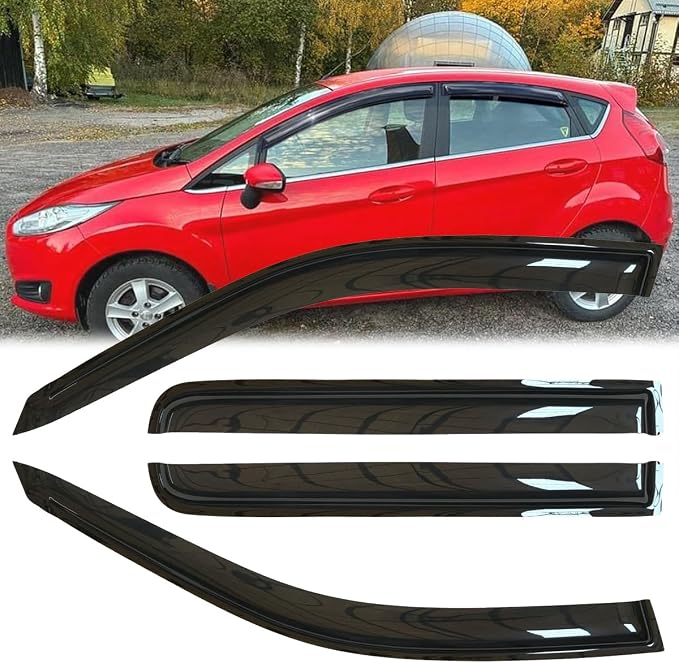 4pcs Original Shatterproof Rainproof Side Window Wind Deflectors for 2009-2019 Ford Fiesta(Sedan & Hatchback),Rain Guards,Nice Looking Window Visors for Cars,Vent Deflector 94547