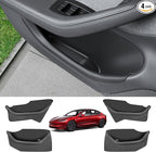 Door Side Organizer for Tesla Model 3 2026, Upgraded Soft Silicone Door Protector Slot Pockets Storage Box for Tesla Model 3 Highland 2024-2026, Black-4PCS