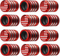 Tire Valve Stem Cap Cover - (12 Pack) Tire Air Cap Metal with Plastic Liner Corrosion Resistant Leak-Proof American Flag for Car Truck Motorcycle Bike Red