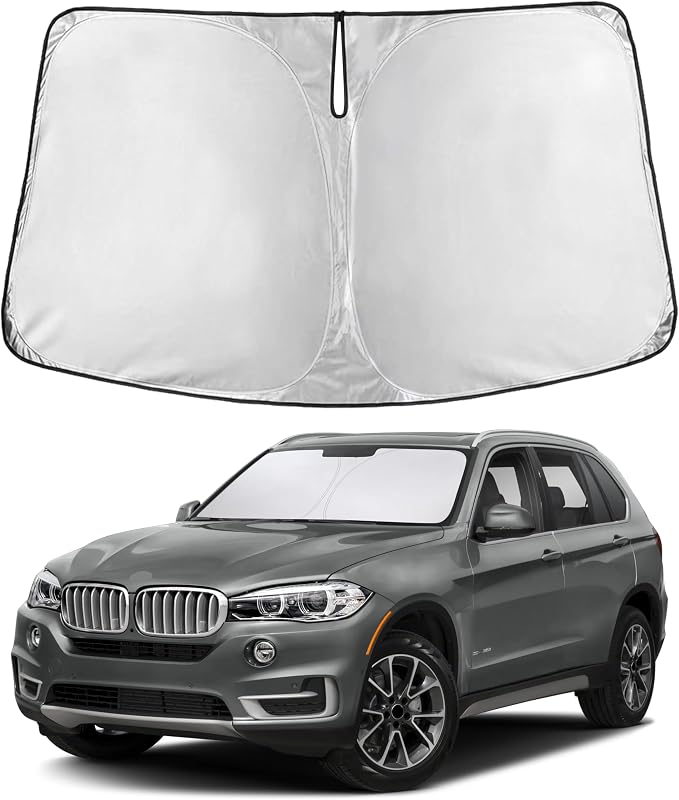 Windshield Sunshade Compatible for BMW X5 2014-2016 2017 2018, Sun Visor for Front Windshield & Window Sun Shade Cover, UV Heat Blocker & Protector, Car Accessories