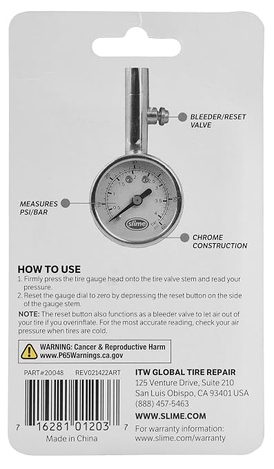 20048 Dial Gauge, Analogue, Mini, 5-60 psi with Bleeder Valve