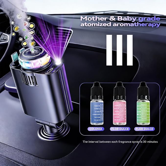 Smart Retractable Car Charger 69W USB C Fast Charge Air Freshener Starlight | 5 in 1 Fast Car Phone Chargers Adapter with Aromatherapy, Compatible with iPhone 17 16 15 14 13 and Android