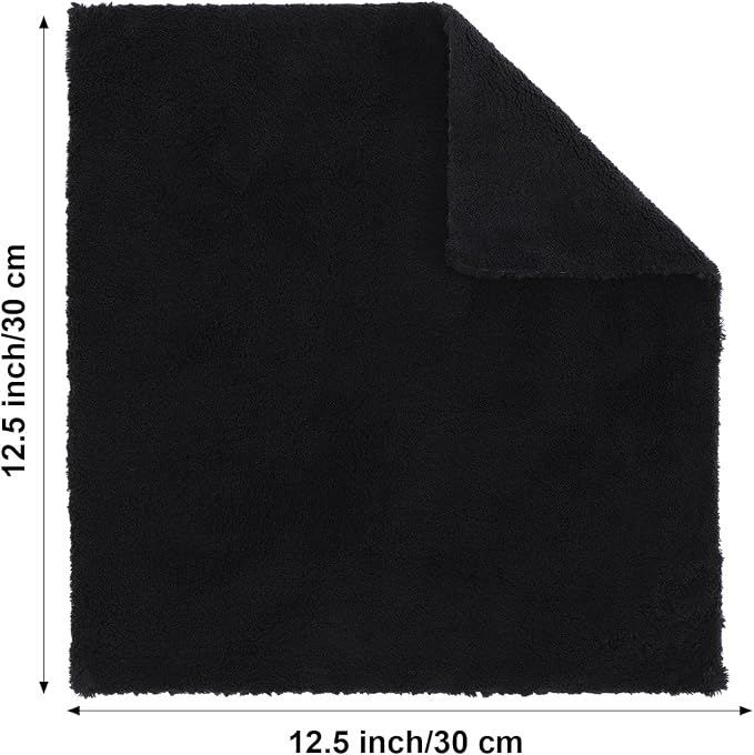 30 Pcs 12.5 x 12.5 Inch Edgeless Microfiber Plush Towels for Cars Detailing Drying Wash Polishing Absorbent Cleaning Cloths, 500 GSM (Black)