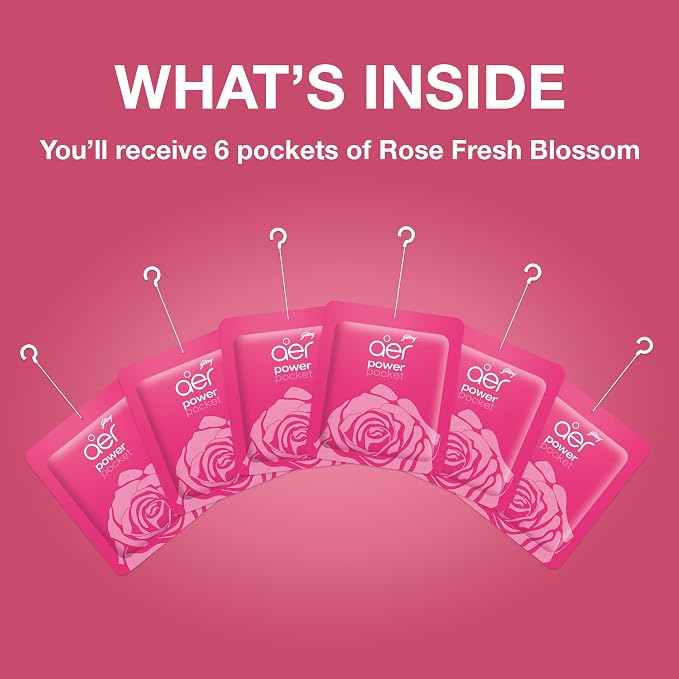AER Power Pocket Rose Fresh Blossom Solid Gel Air Freshener for the Entire Home with Long Lasting Scent, Pack of 6