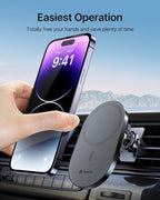 2026 Upgraded for Magsafe Car Mount [Biggest Panel, Big Phone Friendly] 360° Rotation Magnetic Phone Holder for Car Vent Suitable for iPhone 17/16/15 Pro Max Samsung S25/S24 (Grey)