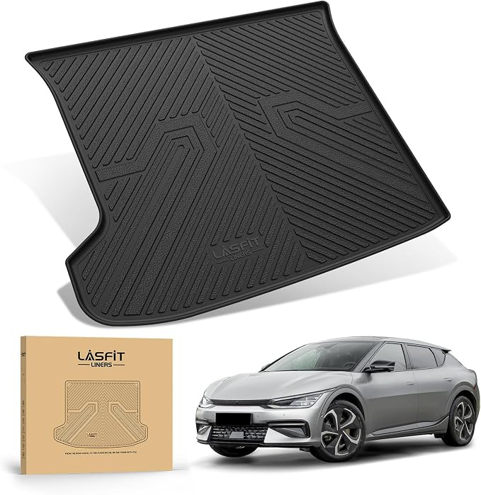 Cargo Mat for Kia EV6 2024 2023 2022, All Weather TPE Custom Fit Easy Clean Car Trunk Mat for Kia EV6 2022-2024 Cargo Liner, Black