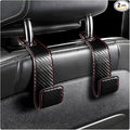2 PCS Car Seat Headrest Hooks, Microfiber Leather Hanger Holder Hook for Hanging Purse and Bag, Universal Vehicle Back Seat Organizer Hook for Grocery Bag Handbag Coat (Carbon Fiber)