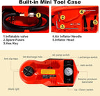 TYAYT Electric Car Jack Kit, 5 Ton Hydraulic Car Jack with Inflator Pump, 12V Portable Car Jack with LED Light for SUV MPV Sedan, Lifting Range 6 to 17.7 Inch (Red)