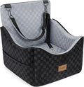 Elevated Dog Car Seat for Small/Medium Dogs up to 35 lbs, Memory Foam Booster Seat with Detachable Washable Cover, Travel-Safe Car Bed with Safety Belts & Storage Pockets, Grey