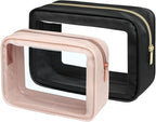 Clear Makeup Bag - TSA Approved Toiletry Bag for Carry-on & Checked Luggage, Water Resistant Car Storage Organizer with Reinforced Seams