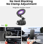 Stable Magnetic Vacuum Suction Cup Phone Holder for Car, Foldable Hands-Free Phone Mount for Dashboard and Windshield, Fit for iPhone & Android Phones, 360° Rotation, Convenient for Calls (Purple)