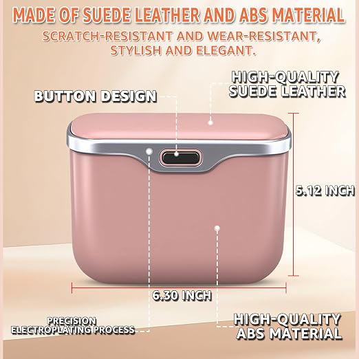 Car Trash Can, Waterproof Multi‑Functional Auto Trash Bin for Door/Console/Seat Back, Universal Vehicle Garbage Can for Car/Truck/SUV Drivers (Pink)