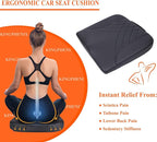 Premium Car Seat Cushion, Memory Foam Driver Seat Cushion to Improve Driving View- Coccyx & Lower Back Pain Relief - Seat Cushion for Car, Truck, Office Chair (Leather Black)