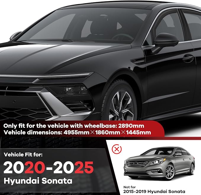 in-Channel Rain Guards 4pcs Fit for Hyundai Sonata 2020 2021 2022 2023 2024 2025 2026, Smoke Tinted Window Visors Wind Deflectors Vent Shield Shade with 2pcs Side Mirror Rain Visor Eyebrow