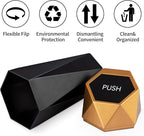 Car Trash Can with Lid, Mini Diamond Design Portable Trash Can, Plastic Material and Multipurpose Organizers for Car,Home,Office(Gold)