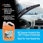 Car Windshield Washer Fluid: 1 Gallon, All Season/Weather Vehicle Window Cleaner | Streak-Free Clean | Bug and Tar Remover for Cars - 2 Pack