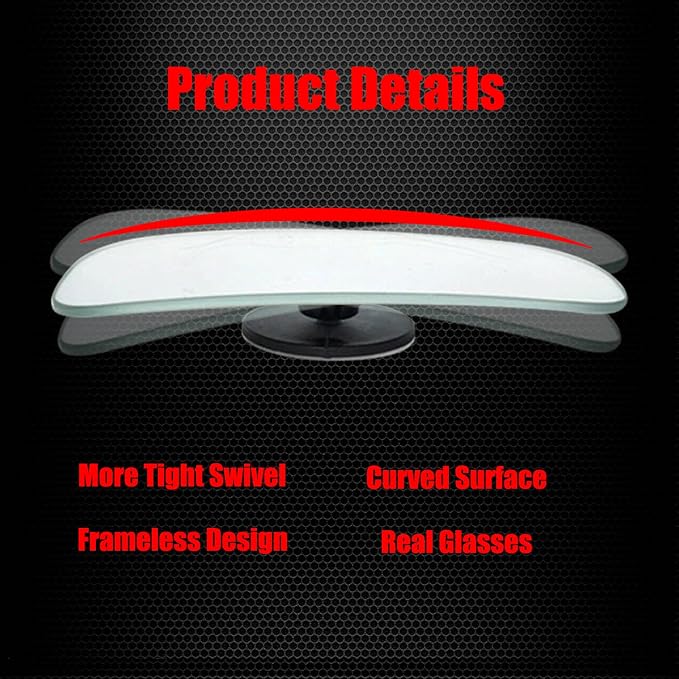 Rectangle Blind Spot Mirror, HD Glass Frameless Convex Wide Angle Rearview Blindspot Car Mirror for Car SUV and Truck (Frameless, Pack of 2)