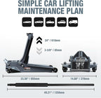 3 Ton Extra Long Reach Floor Jack Hydraulic Low Profile Floor Jack with Dual Piston Quick Lift Pump, Home and Workshop Car Maintenance for Various Vehicles, 3 Ton (6,600 lbs) Capacity, Grey