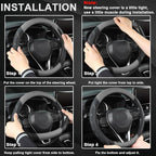 Microfiber Leather Steering Wheel Cover for Honda Accord,Civic,CR-V,HR-V,Pilot(Black+Gray-Standard Size)