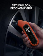 Digital Tire Pressure Gauge 3-300PSI Calibrated to ANSI B40.7 Grade 2A (0.5%), Backlight and Flashlight, Presta Valve Adaptor Included, 4 Units, AAA Batteries, Orange, 2Pack
