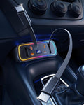 Car Charger Usb Hub with RGB Light for 2026 2025 2024 2023 2022 2021 2020 Toyota Corolla Accessories, 4-Port Docking Station with Retractable Cable, Phone Fast Charging Hub with Voltage Display