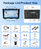 4G+64G Car Radio for Honda CRV 2007-2011, 9 inch Incell Touch Screen Radio for CRV, Wireless Carplay Android Auto, Backup Camera, 5GWiFi GPS Bluetooth FM EQ SWC