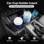 Center Console Cup Holder Insert for 2016-2023 Toyota Tacoma Interior Accessories, TPE Silicone Material 2-in-1 Center Console Drink Cup Holder Insert