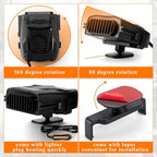 2 Pcs 12v 150w Car Heater for Vehicle Plugs into Cigarette Lighter with 360° Rotatable Base, 2 in 1 Portable Winter Windshield Defroster Electric Defogger Warmer for Car Suv Universal(Black)