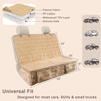 Dog Car Seat Cover for Back Seat, Soft Plush Waterproof Pet Protector with Non-Slip Bottom, Full Coverage Bench Cover Against Hair, Dirt and Scratches for Cars SUVs and Trucks (Tan, Back)