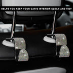 4 PCS Car Seat Headrest Hooks, Bling Crystal Rhinestone Back Seat Hanger Storage Organizer, Sparkly Seatback Holder Hooks for Purse and Bags Universal For Most Vehicles (Colorful)
