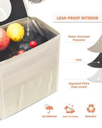 Car Trash Can with Lid, Leakproof Car Trash Bag Hanging Waterproof Automotive Garbage Can with Storage Pockets Mini Vehicle Trash Bin for Back/Front Seat(Beige,3 Gallon)
