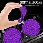 2 Pack Silicone Car Cup Holder Coaster – 2.75 Inch Non-Slip Drink Mat, Universal Fit for Most Vehicles – Cute & Functional Auto Accessories (Purple)