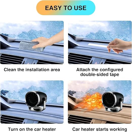 12v Car Heater, Portable Car Heater and Defroster That Plugs into Cigarette Lighter,Windshield Defogger,360°Rotary Defroster 2-in-1 Heater&Cooling Fan (Round)