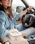 Clear Makeup Bags for Beach,Small Clear Makeup Bag for Purse,Mini Makeup Pouch Purse Organizer Fit Carry-on Travel Essentials,Cute Car Cosmetic Bags for Car Accessories for Women (Mini-White)